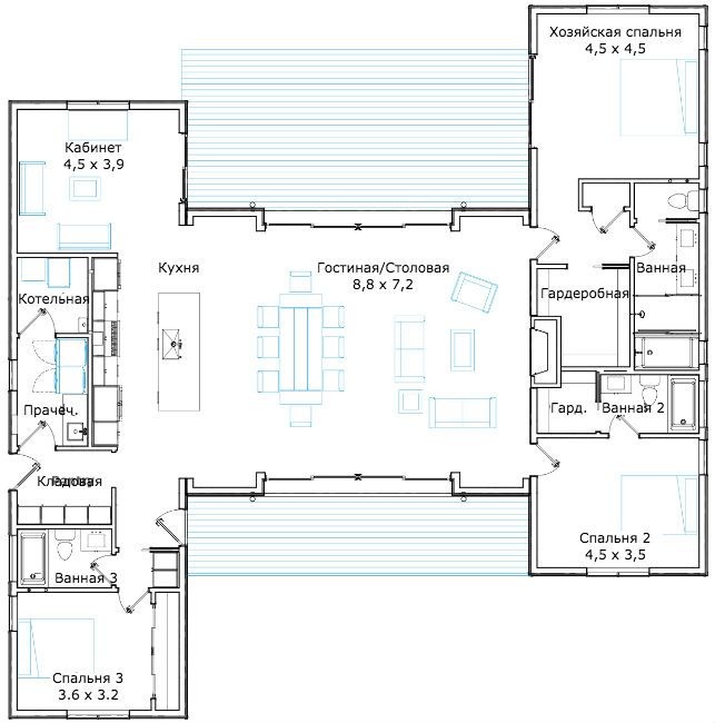 newest-54-one-story-h-shaped-house-plans-in-2020-house-plans-single-storey-house-plans