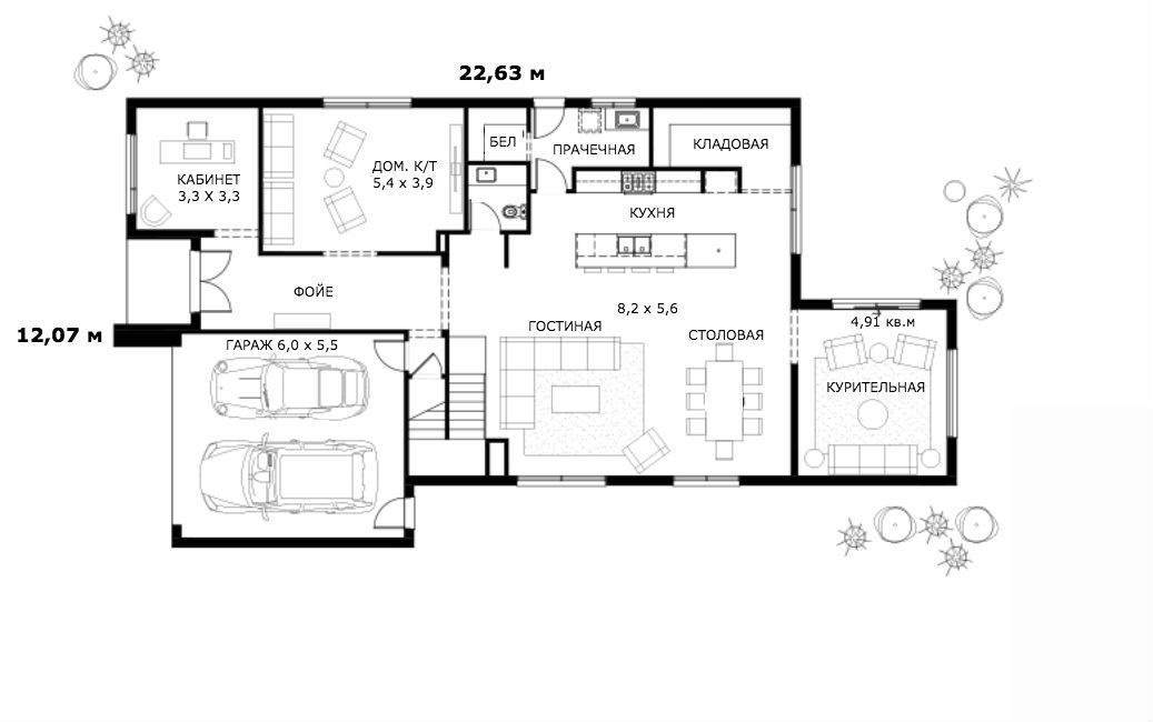 План первого этажа современного дома Bomont 