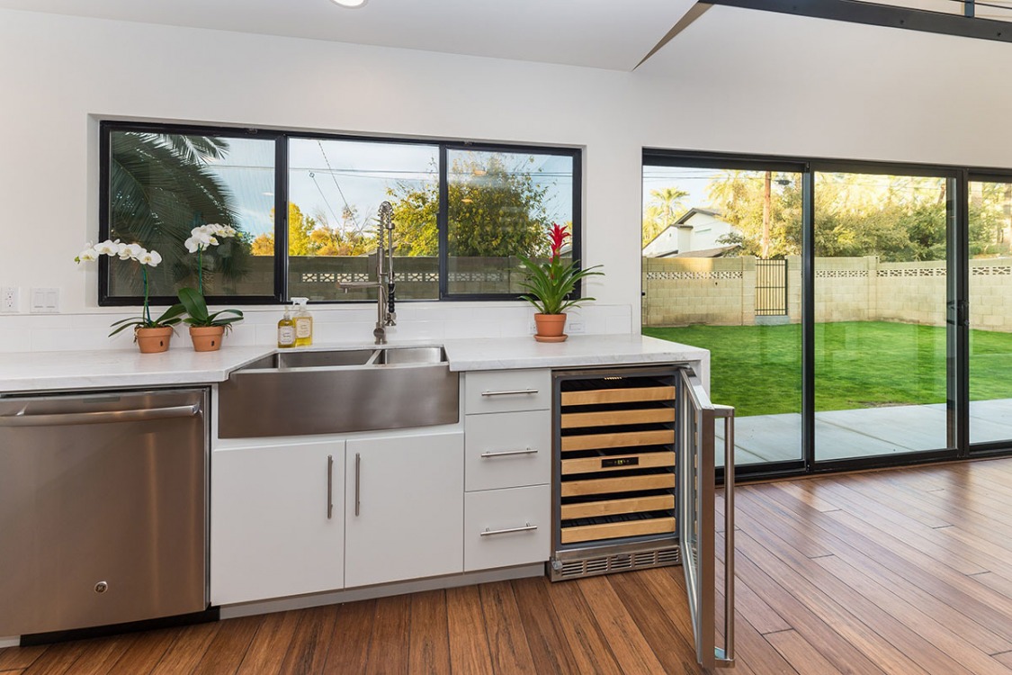Kitchen sink under the window