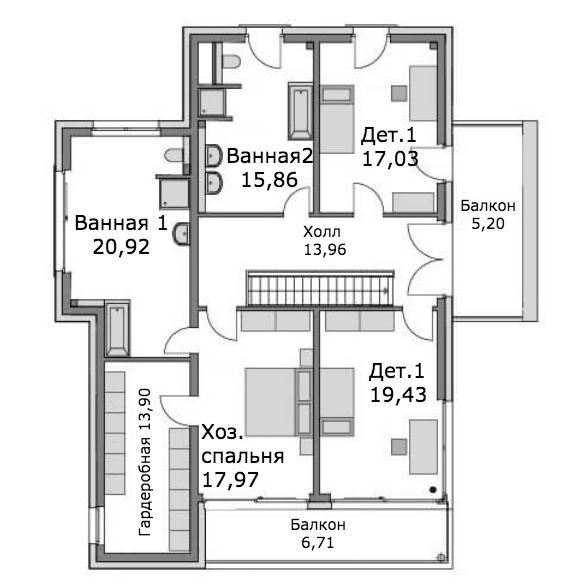 Modern style house plan - villa Oak second floor plan