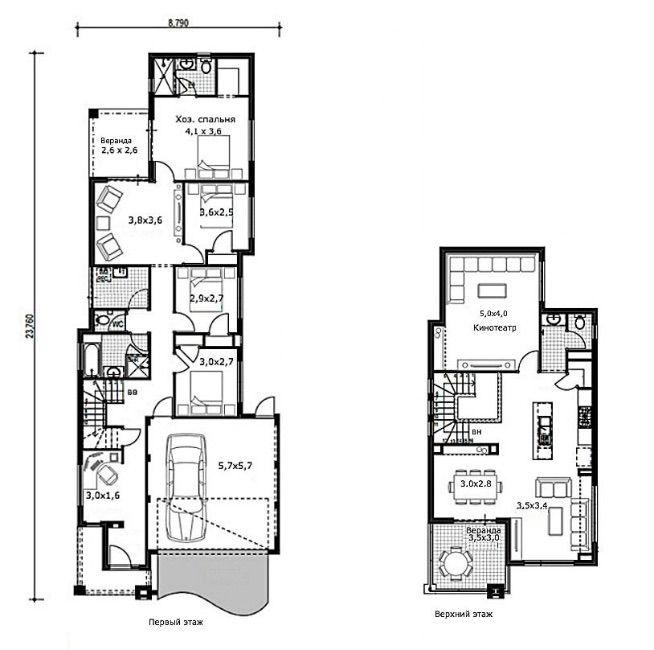 Contemporary two storey house  plan  with a living room and 