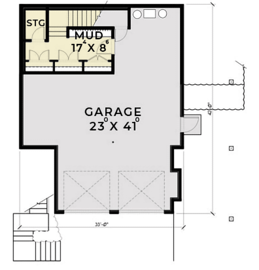 Contemporary House Plan For Narrow Lot with Drive-Under Garage