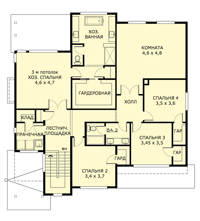 План второго этажа в доме North-West