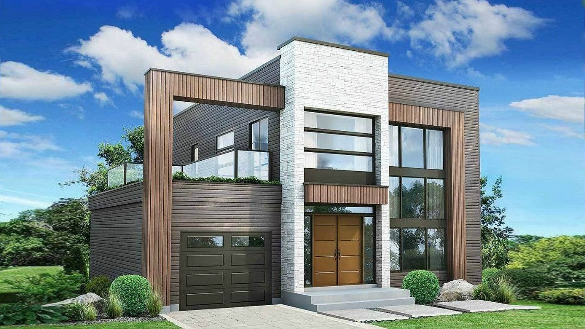 Modern House Plan Boomer With A Terrace On The Second Floor