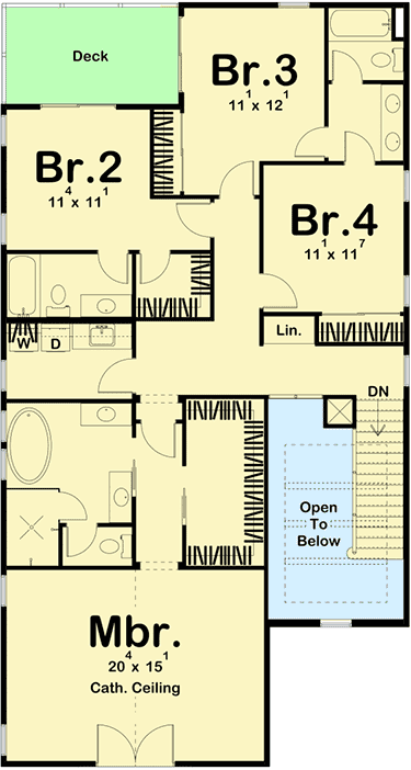 Narrow Contemporary Farmhouse Plan