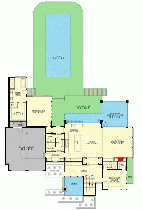 Modern Two Story House Plan with Large Covered Decks for a Side-Sloping Lot