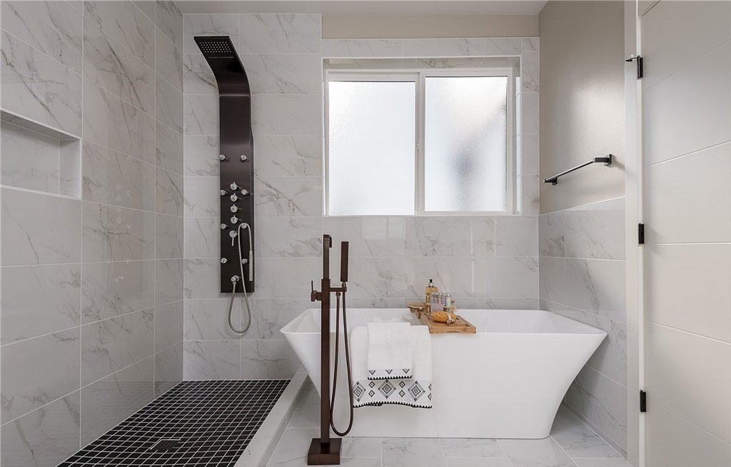 Standalone bath tub and modern shower