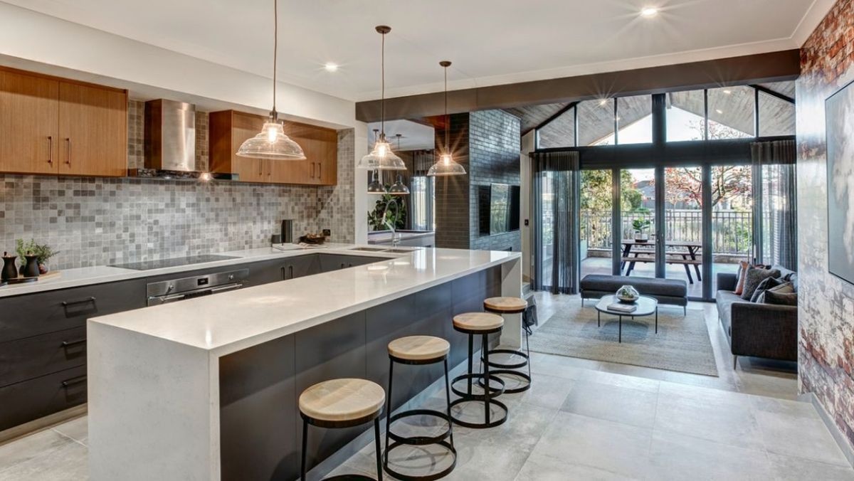 Modern kitchen with island in the Eastyn House