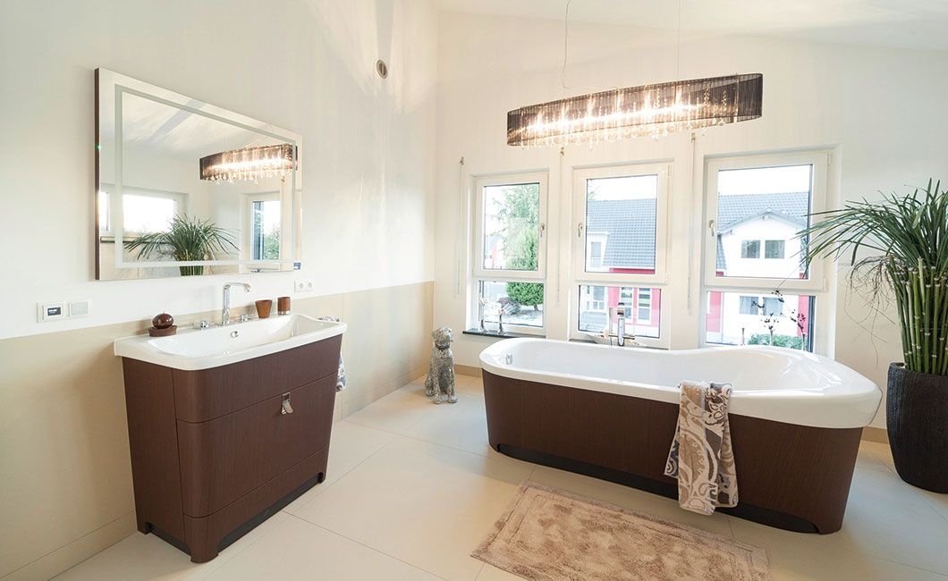 Bathroom in brown tints in brown tints Modern bathroom in beige and brown colours