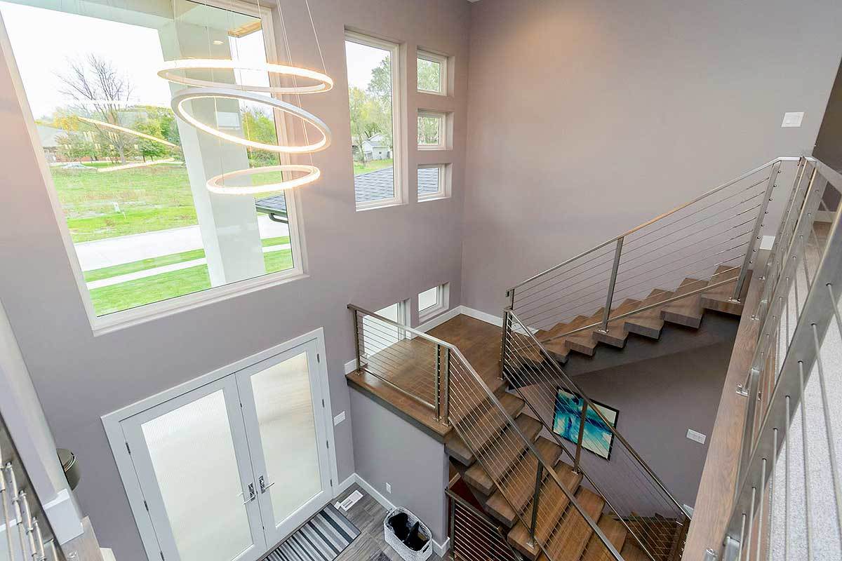 The entry two story foyer