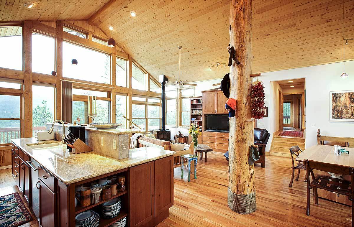 Living Room with a Wall of Windows