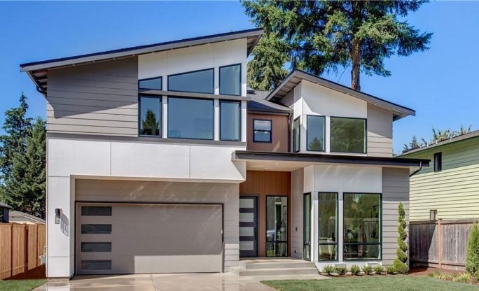 This plan for a modern 4-bedroom house has a dynamic appearance. This house plan has a small area, which makes it suitable for small lots. Entering through the covered entrance, you will see the whole space to the back of the house behind the stairs. To your right, a secluded room - as easy as a home office - gives you a quiet place to read or work. The kitchen with a functional island with two sinks on one side and stools for three people on the other is combined with the dining room and living room with a fireplace. The sliding door opens access to the pantry. The rear wall leads to a 12 foot deep covered terrace. Stairs open with views from the stairwell. Two of the four bedrooms upstairs have dressing rooms. The laundry room is conveniently located for everyone. A bonus room can be used as a future space, play or home theater, or even office upstairs. This room is included in the total living space. Back on the first floor, in the hallway behind the garage, where there is a dressing room to drop your clothes and it is separated from the rest of the house by a door.
