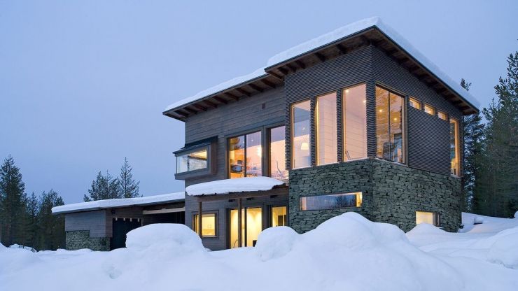 This beautiful two-storey modern timber house plan with 3 bedroom. On the ground floor there is a sauna and above it there is a screen porch.